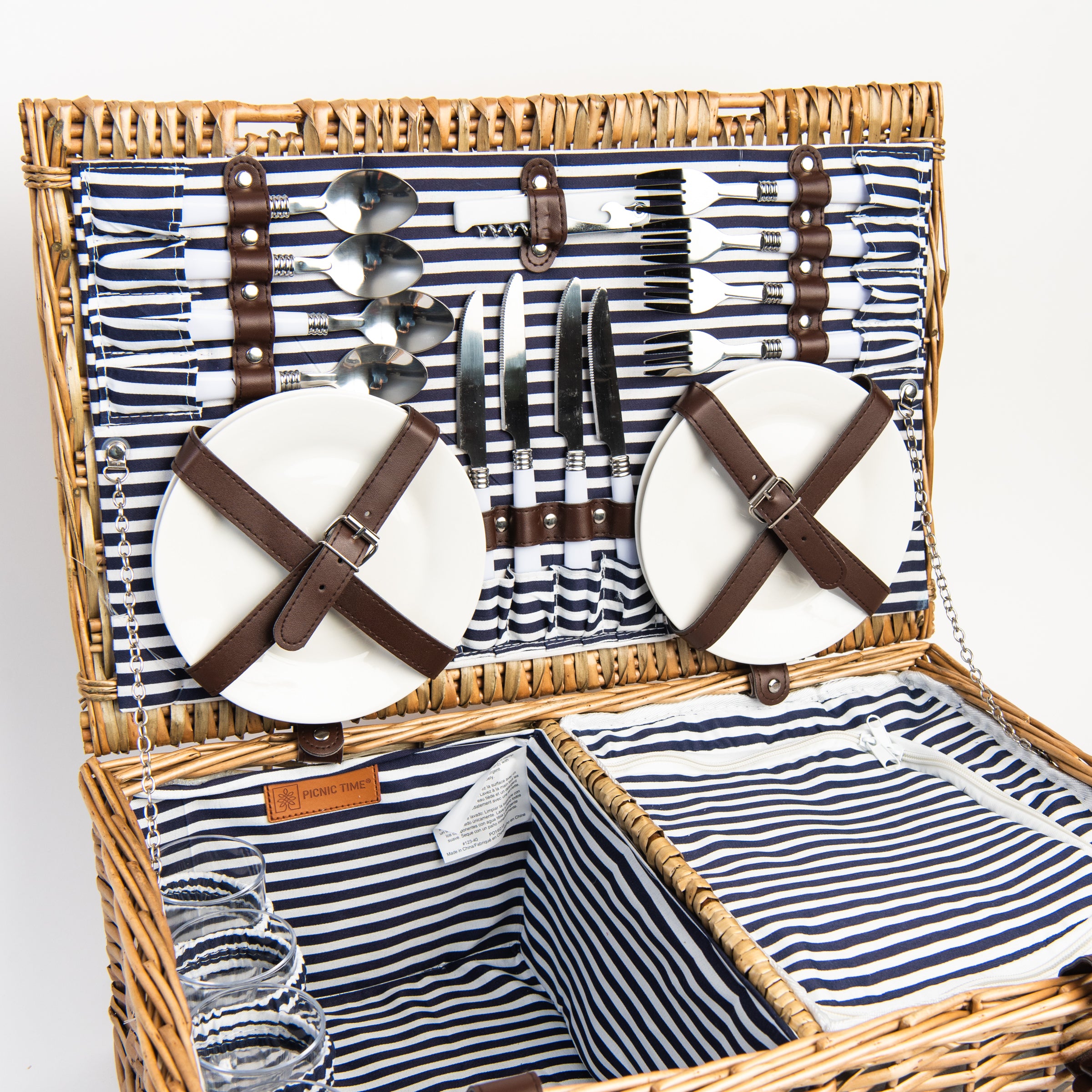 Covington Classic Willow Four Person Picnic Basket on a white background at Addison West