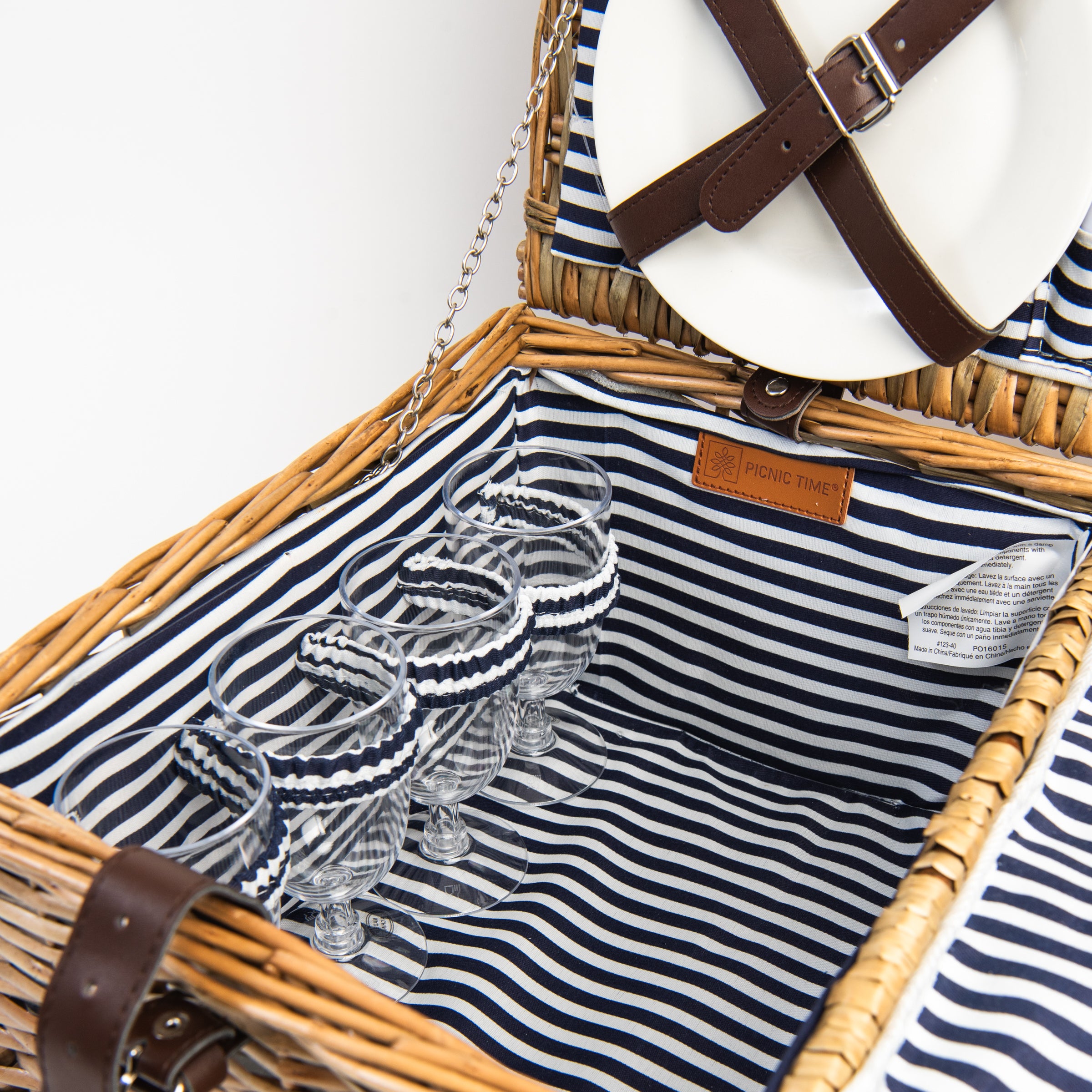 Covington Classic Willow Four Person Picnic Basket on a white background at Addison West