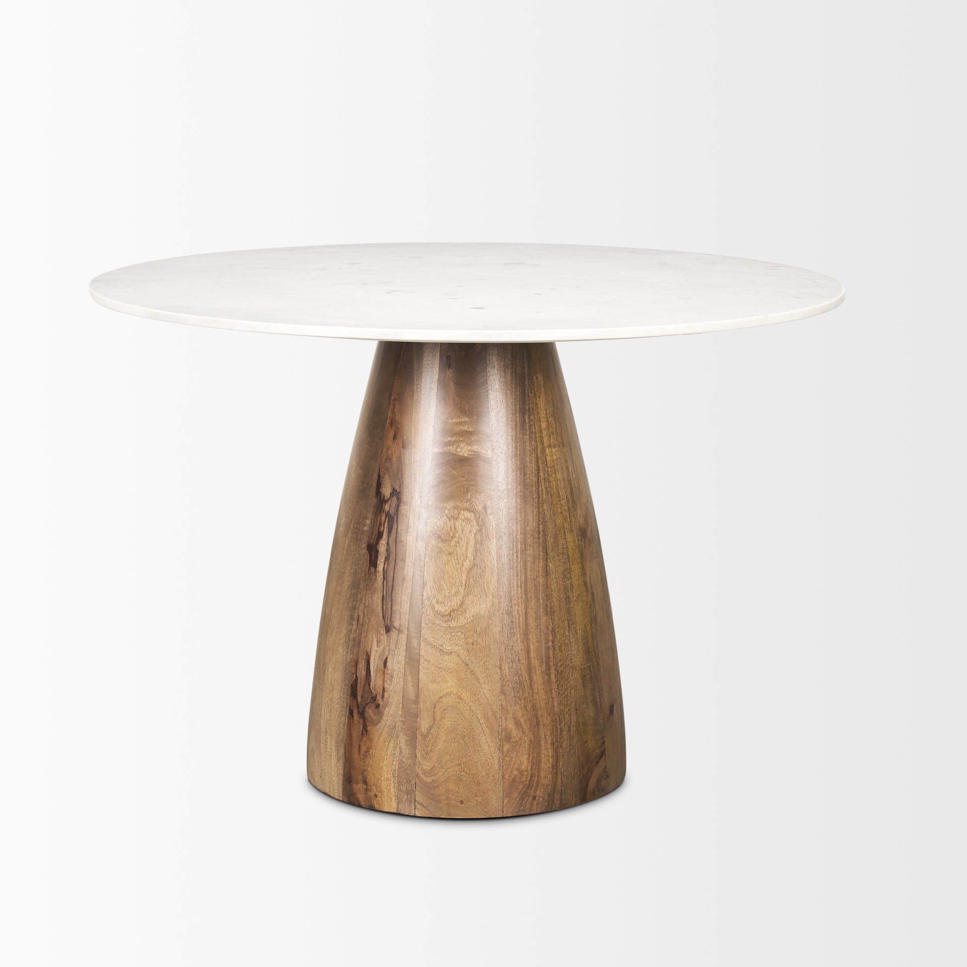 Mercana brand Allyson 42" White Marble Top Dining Table on a white background