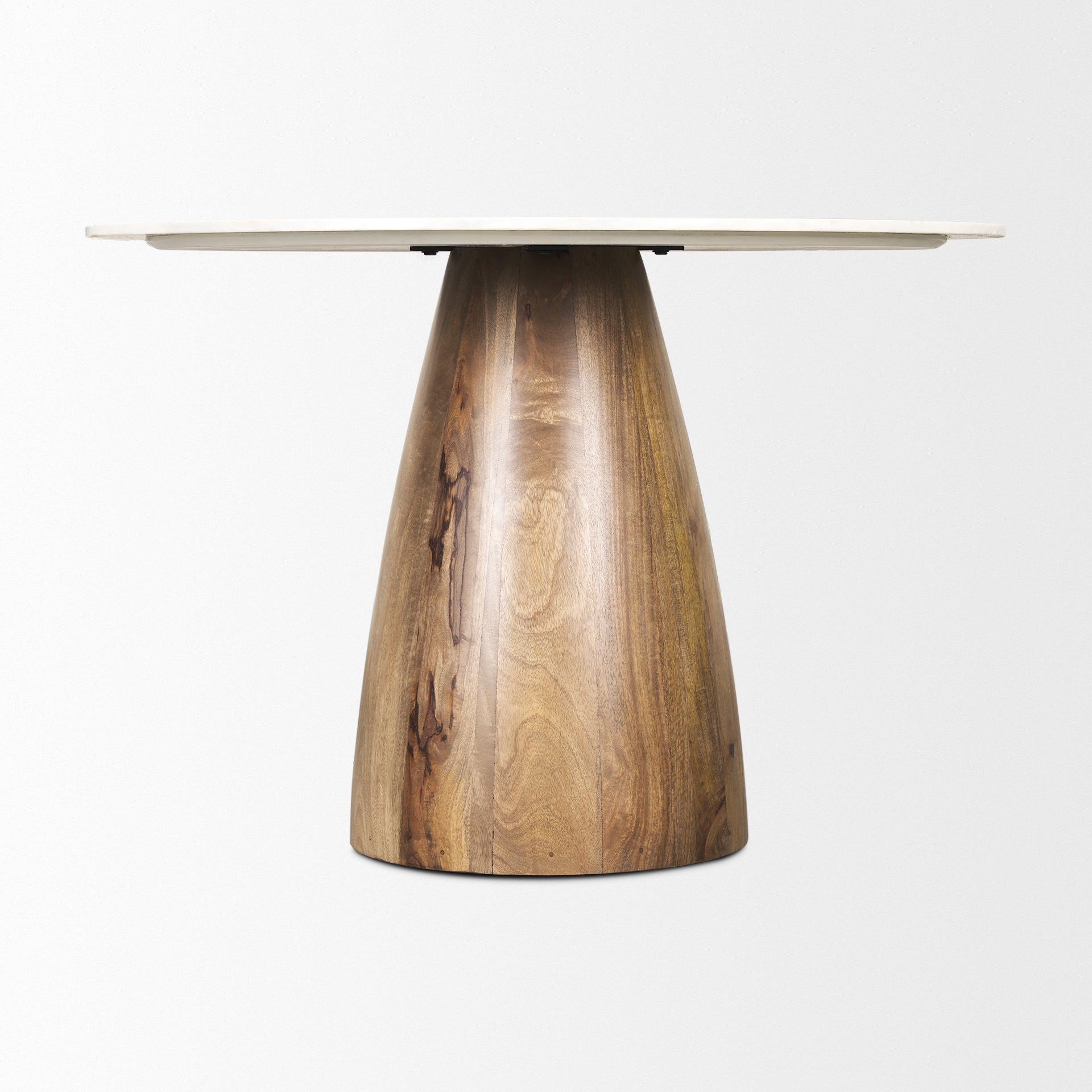 Allyson 42" Medium Brown w/ White Marble Top Dining Table on a white background