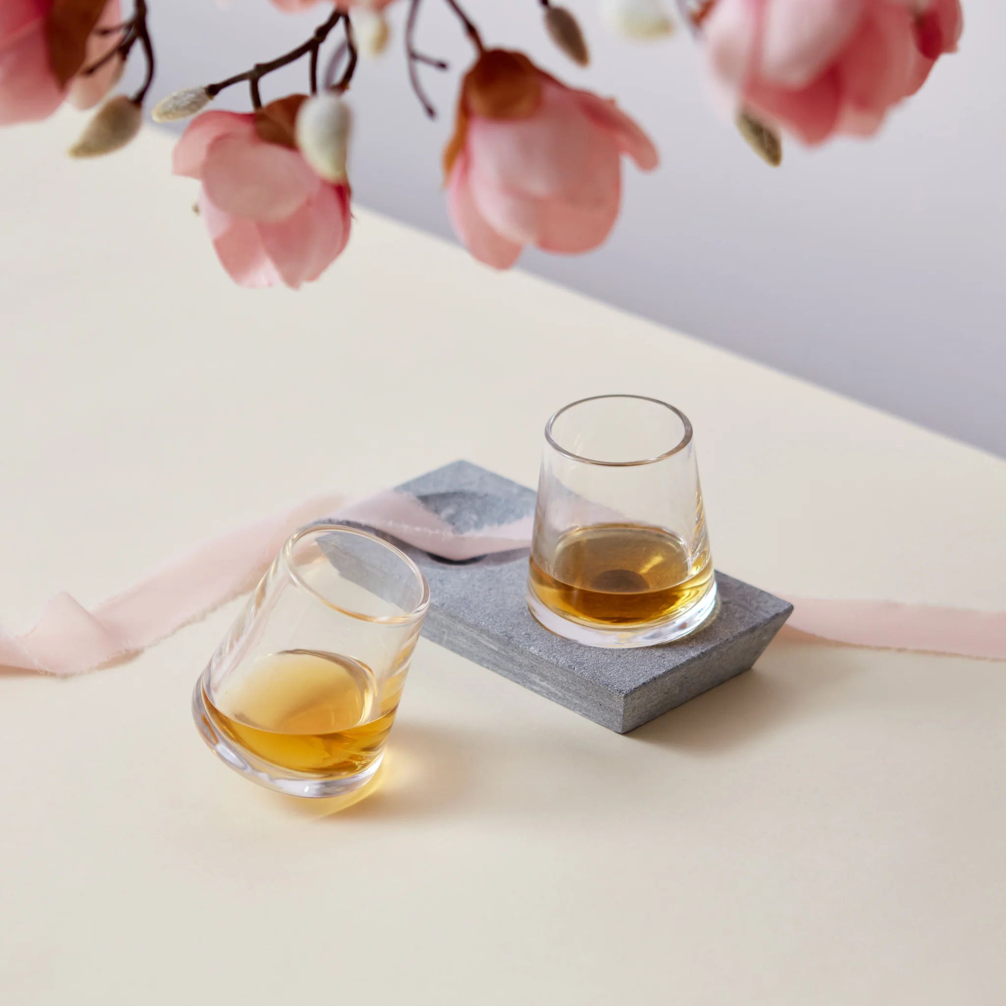 Simon Pearce Alpine Whiskeys, Set of 2 on a beige background at Addison West