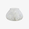 White art glass tea light holder on a white background
