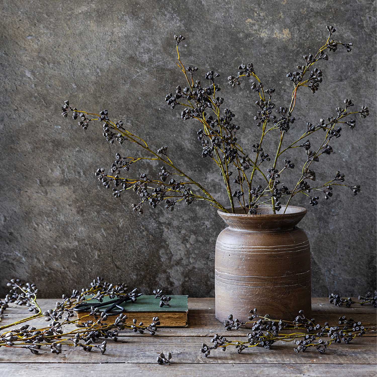 Abigail Ahern Faux Salix Berry on a grey background at Addison West