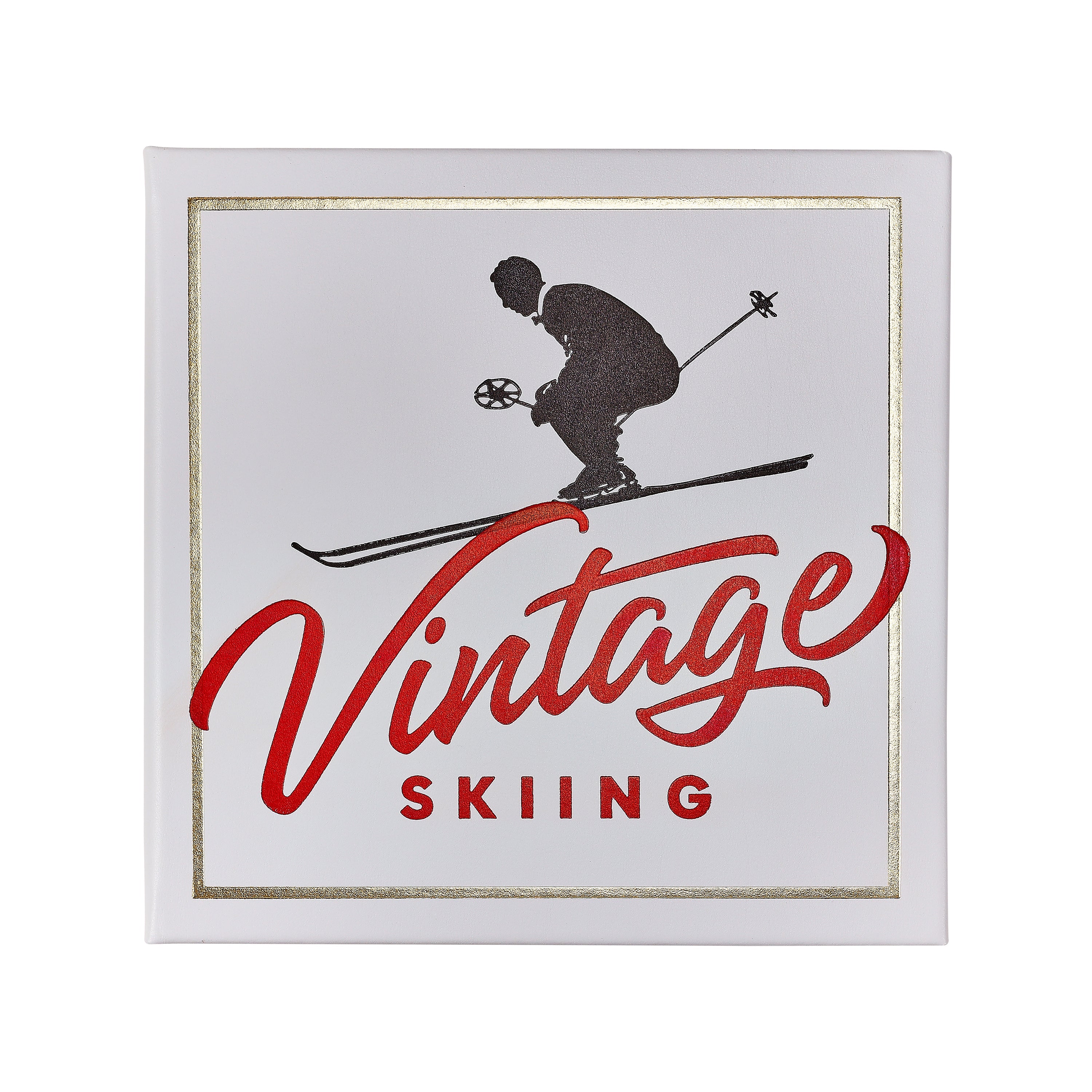 Vintage Skiing Leather Bound Edition on white background at Addison West.