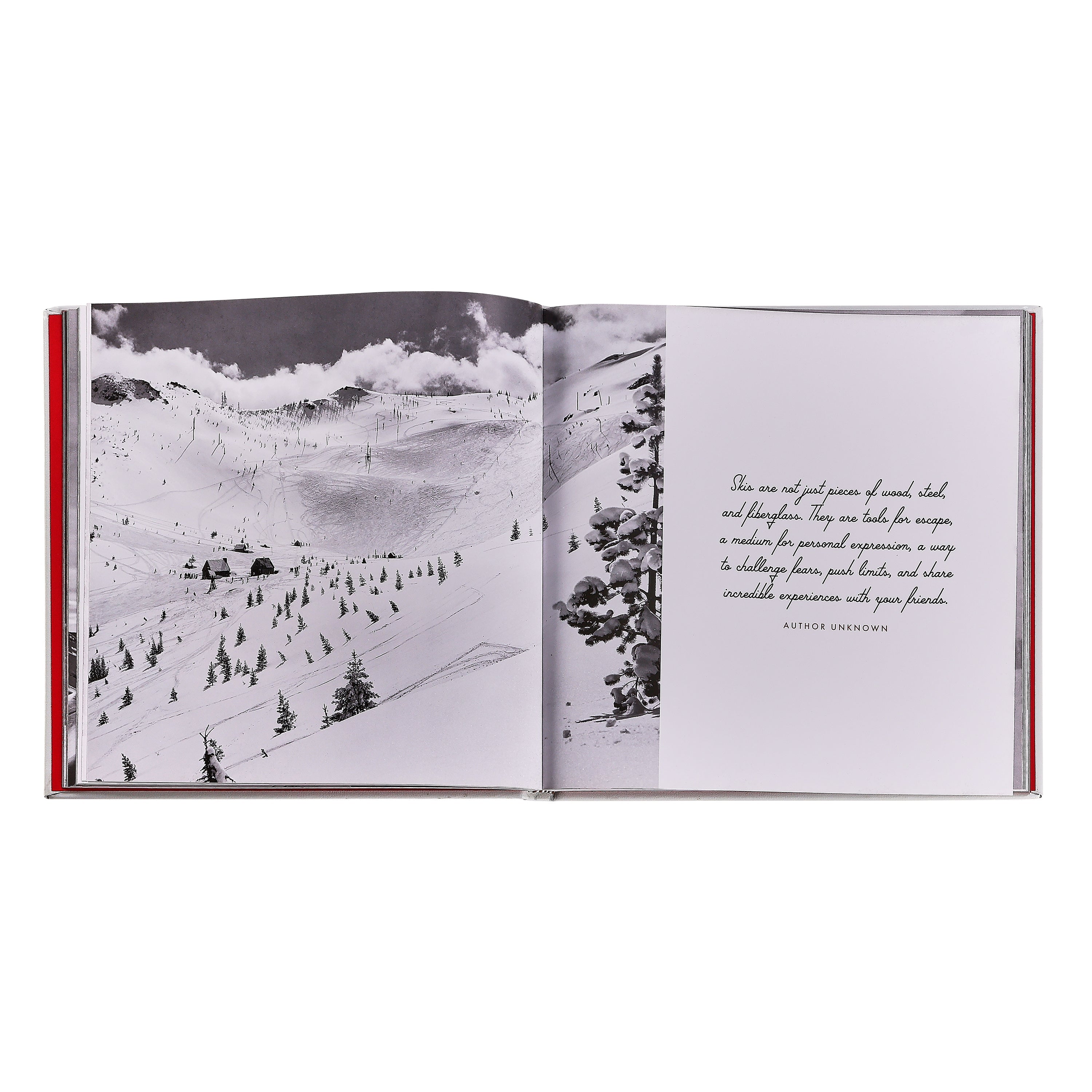 Vintage Skiing Leather Bound Edition on white background at Addison West.