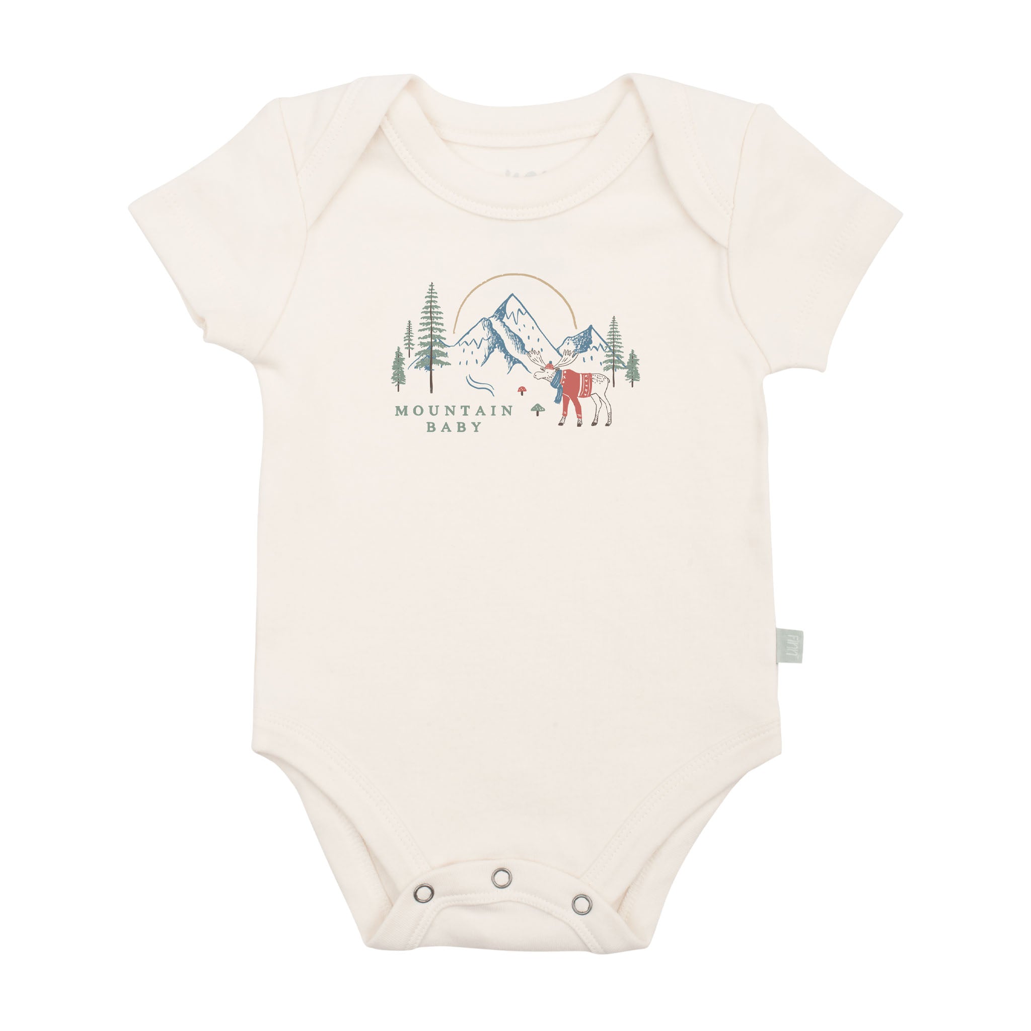 Mountain Baby Organic Cotton Babysuit on a white background at Addison West