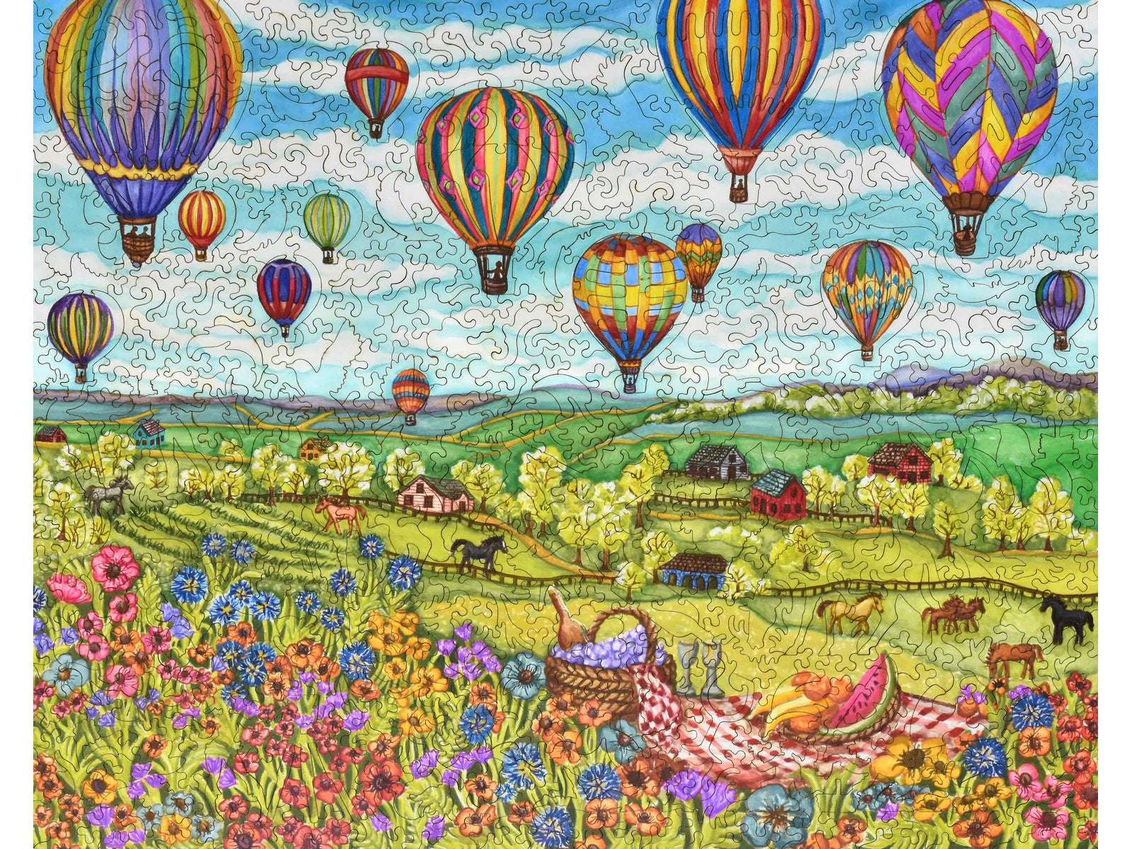 Liberty Puzzle Balloons Over Farmland at Addison West