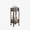 Texxture brand round bamboo bar cart on a white background