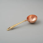Copper scoop on a gray background