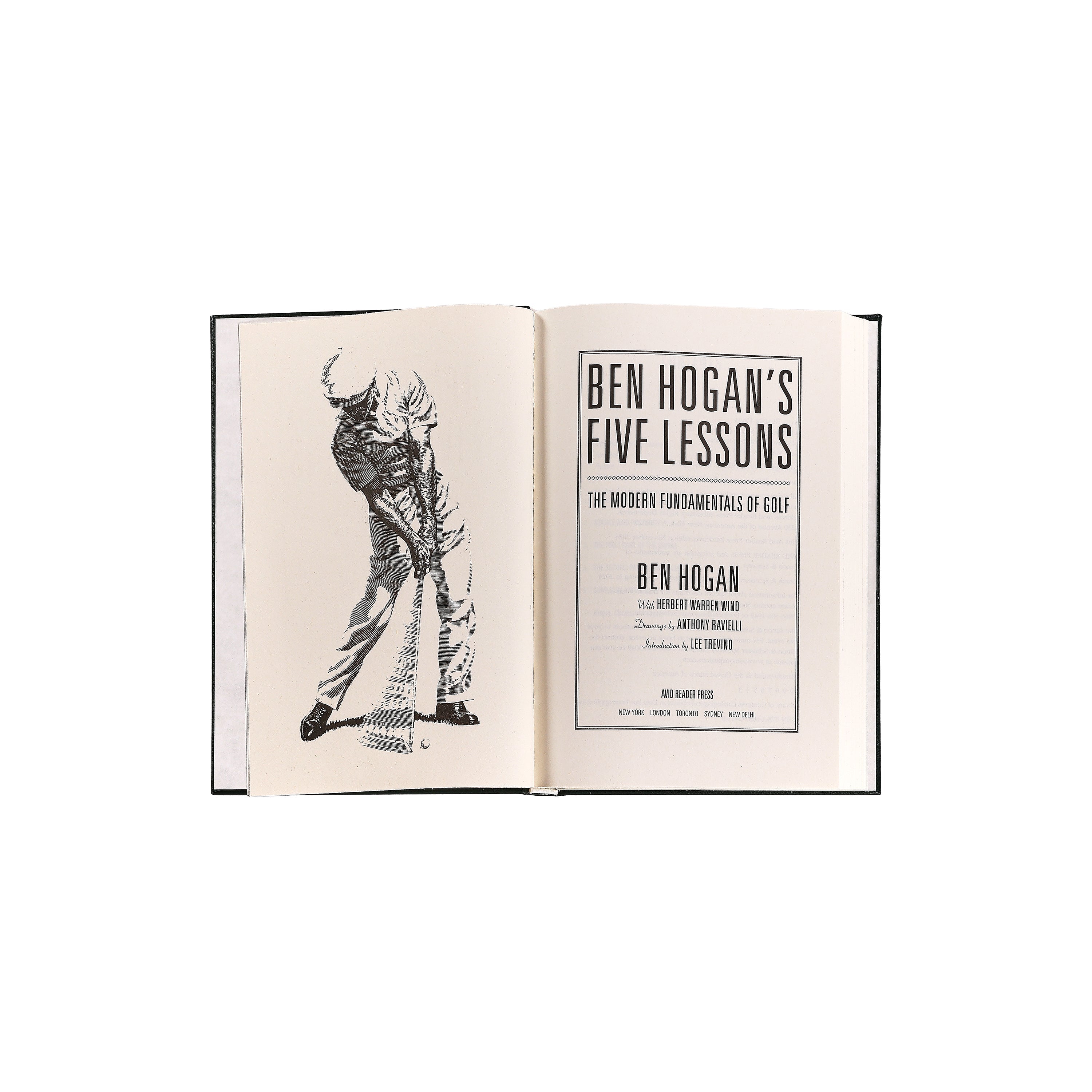Ben Hogan's 5 Golf Lessons Leather Bound Edition on white background at Addison West.
