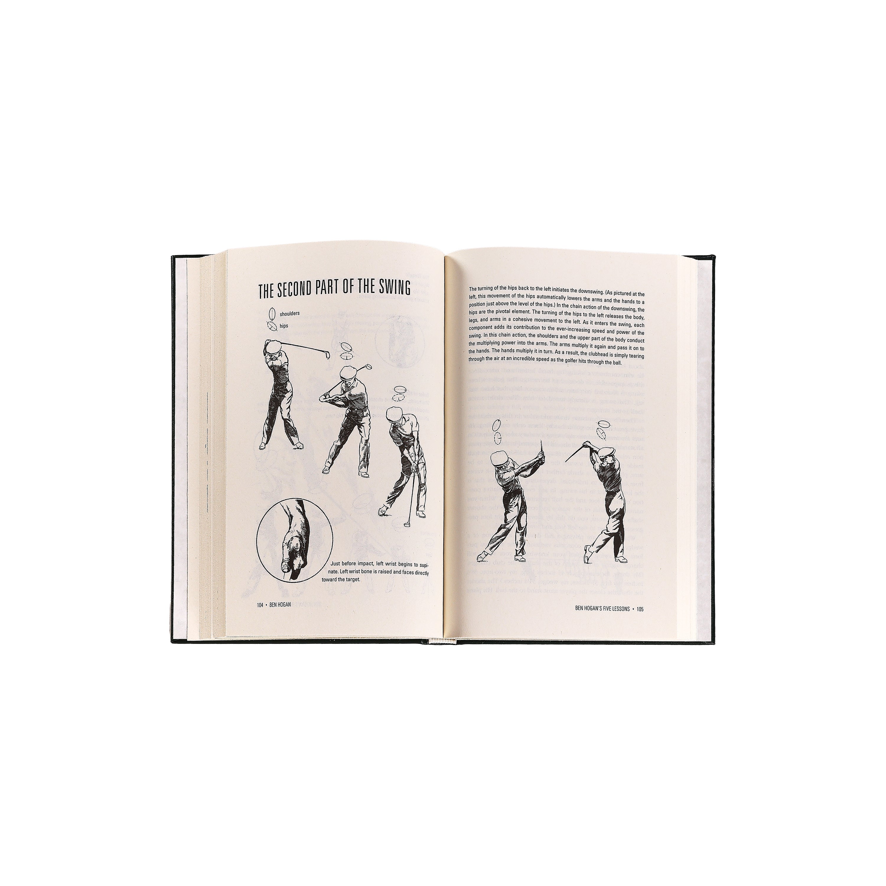 Ben Hogan's 5 Golf Lessons Leather Bound Edition on white background at Addison West.