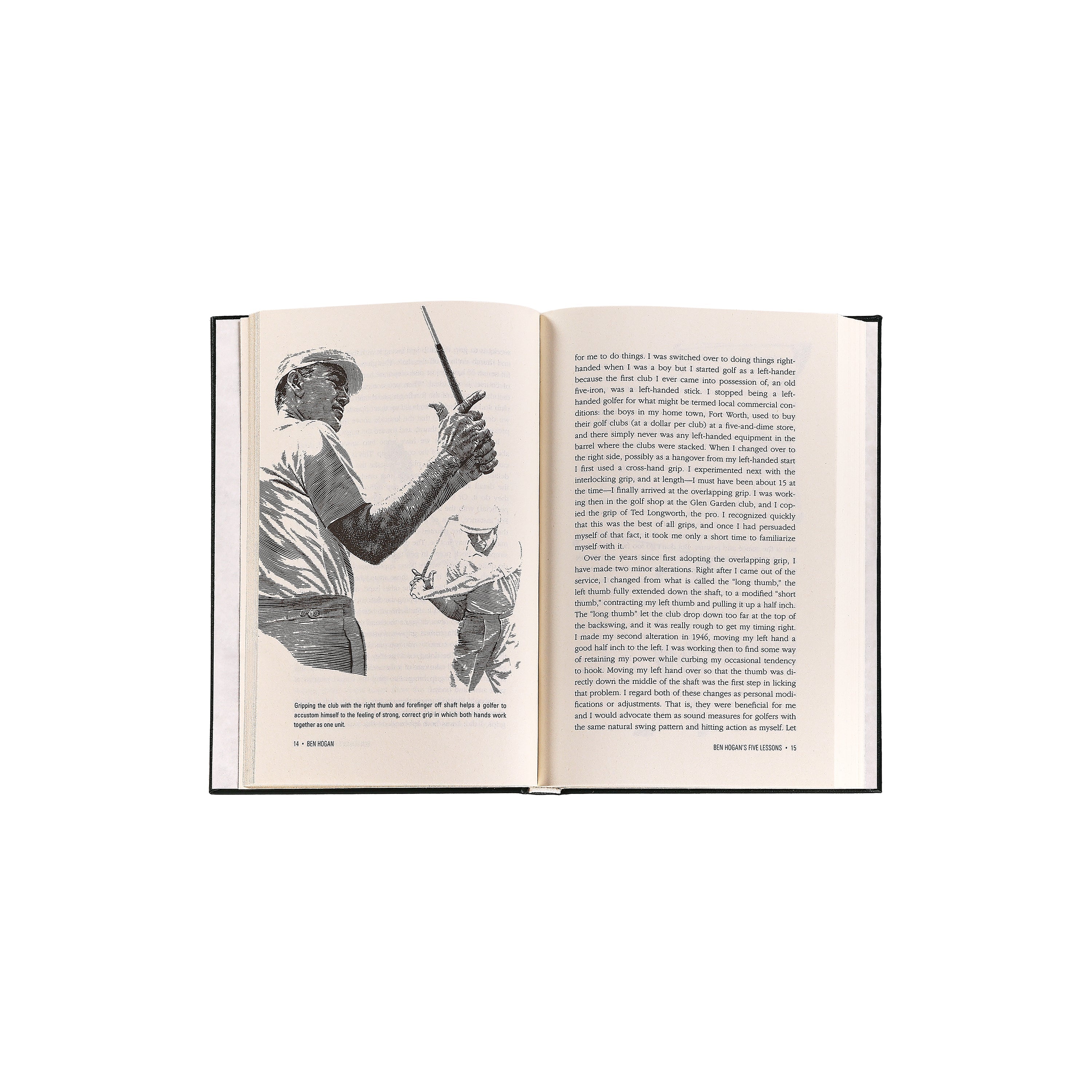 Ben Hogan's 5 Golf Lessons Leather Bound Edition on white background at Addison West.