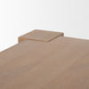 Close up of Beth Light Brown Wood Rectangular Dining Table on a white background