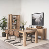 Beth Light Brown Wood Rectangular Dining Table in a dining room