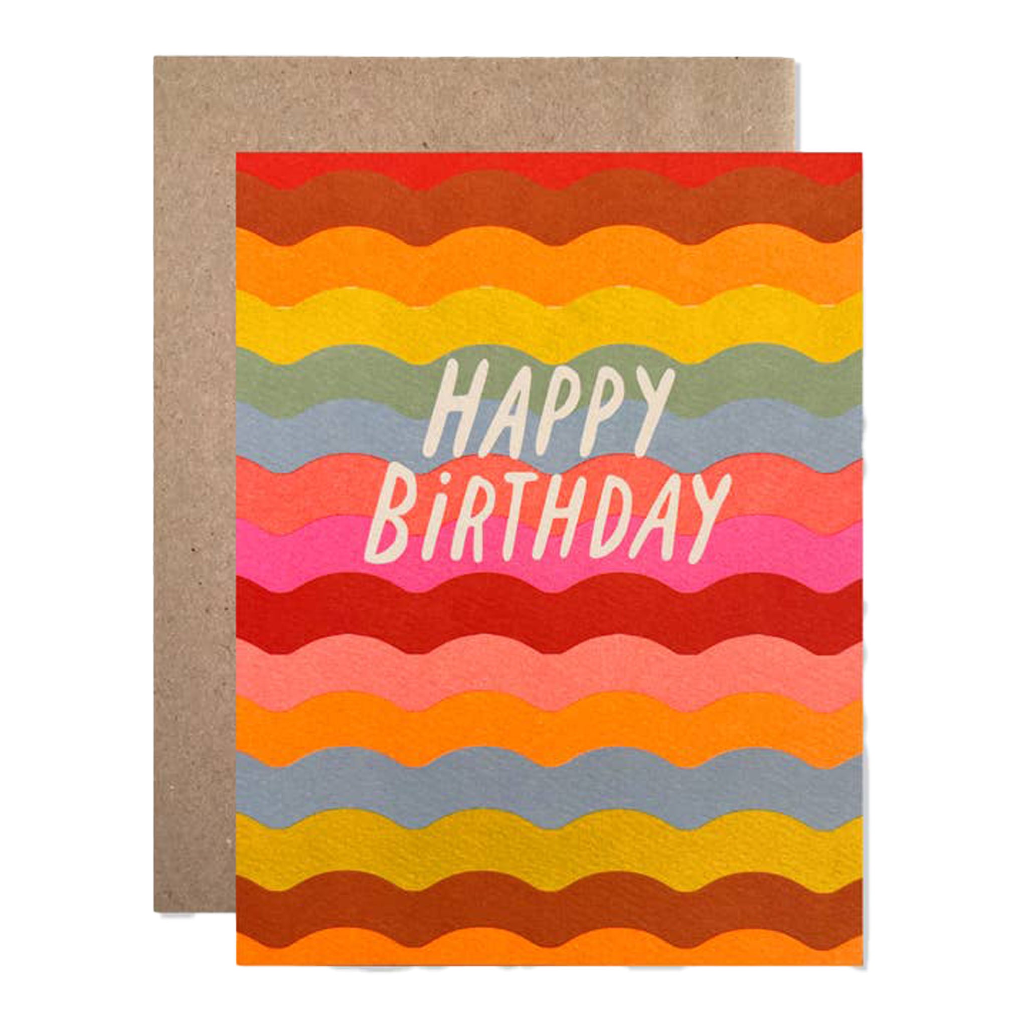 Birthday Waves Greeting Cards with craft envelope on a white background