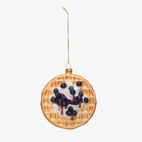 Blueberry Waffle Ornament on a white background