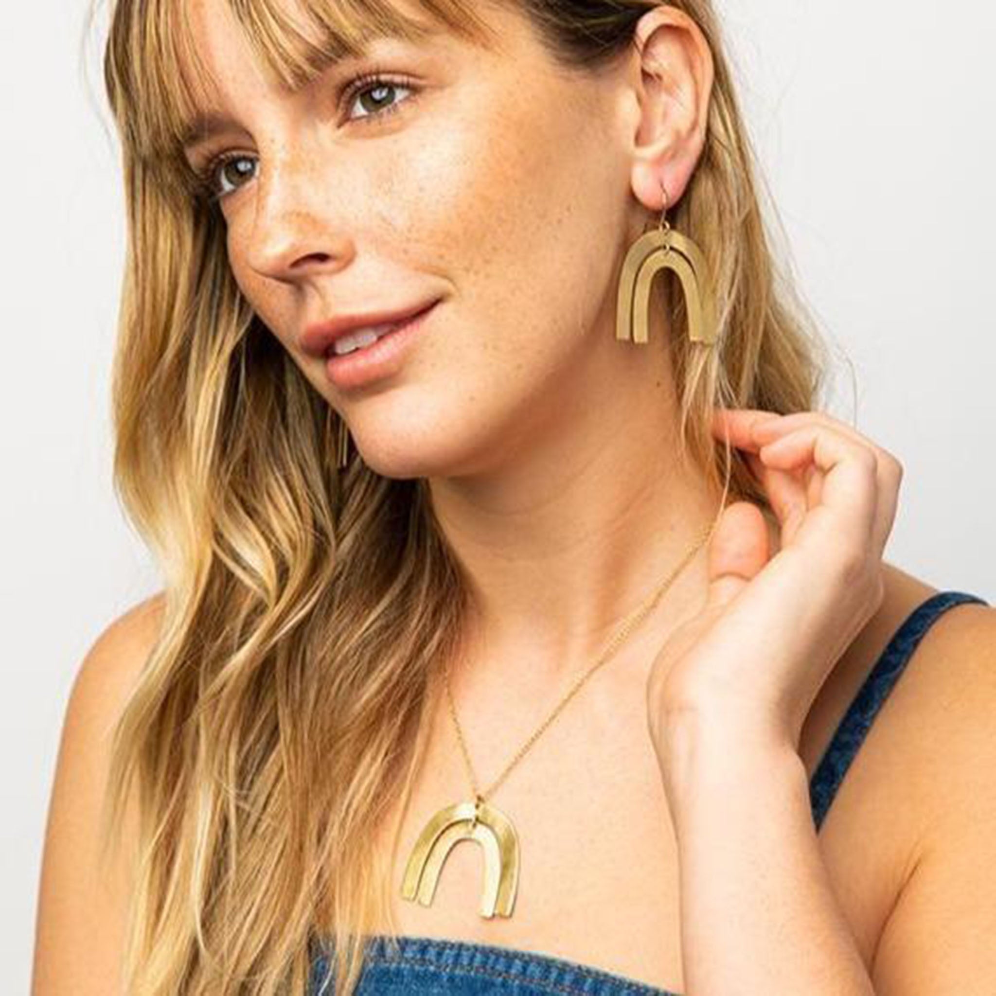 Brass Rainbow Dangle Earrings - Addison West 
