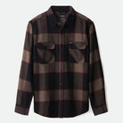 Brixton Men's Bowery Flannel in Heather Grey & Charcoal on plain background.