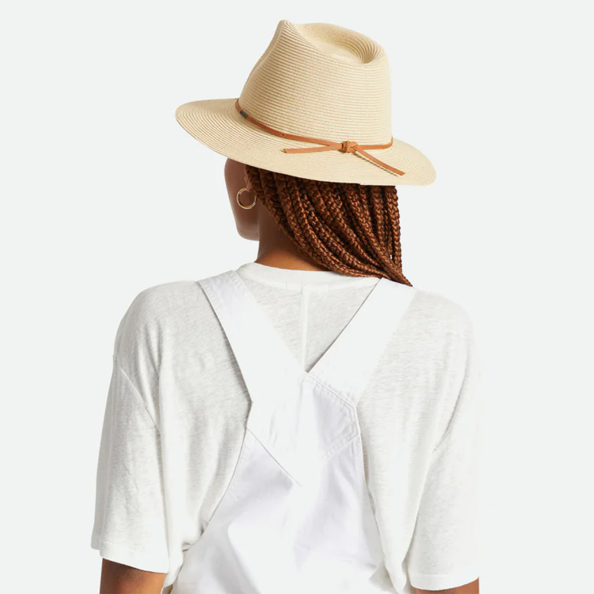 Brixton Small Wesley Braided Toyo Straw Fedora New Women’s Beige Brown‎ Trim Hat Brixton Women main image 3
