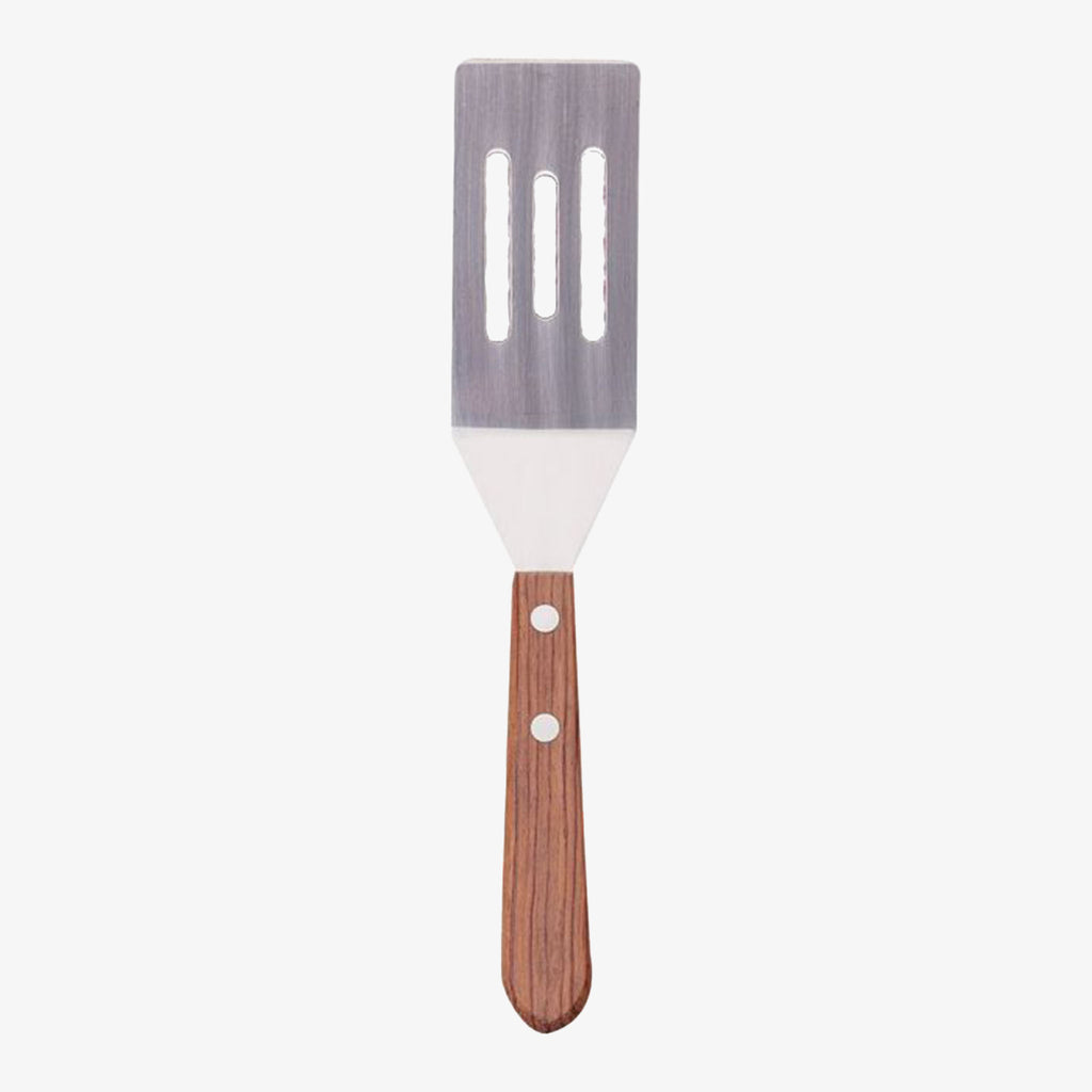Brownie Spatula with stainless blade and wood handle on a white background