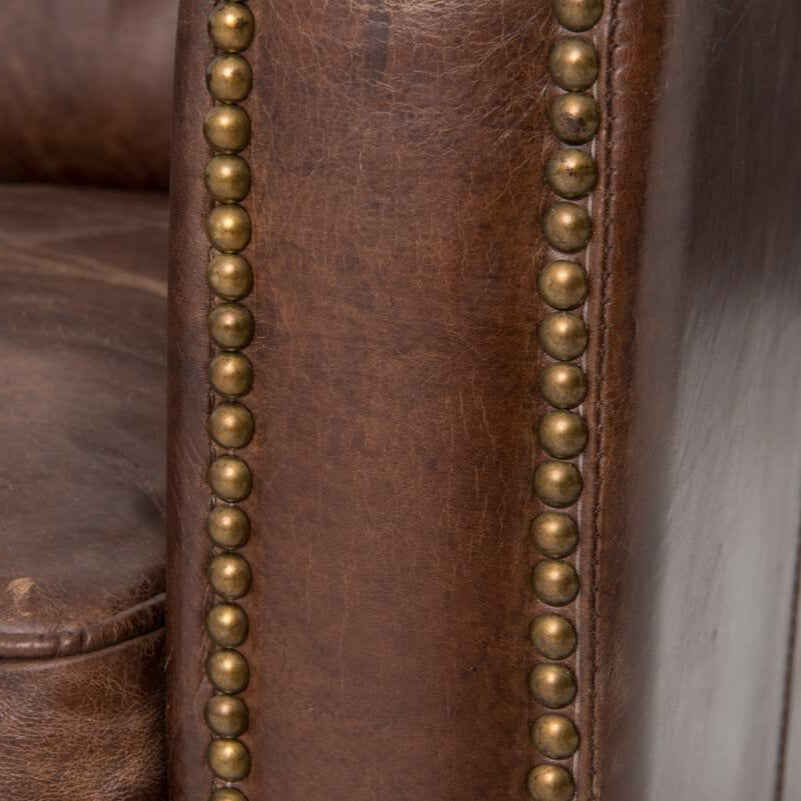 Close up of Four Hands Larkin Sofa in Cigar on a white background at Addison West