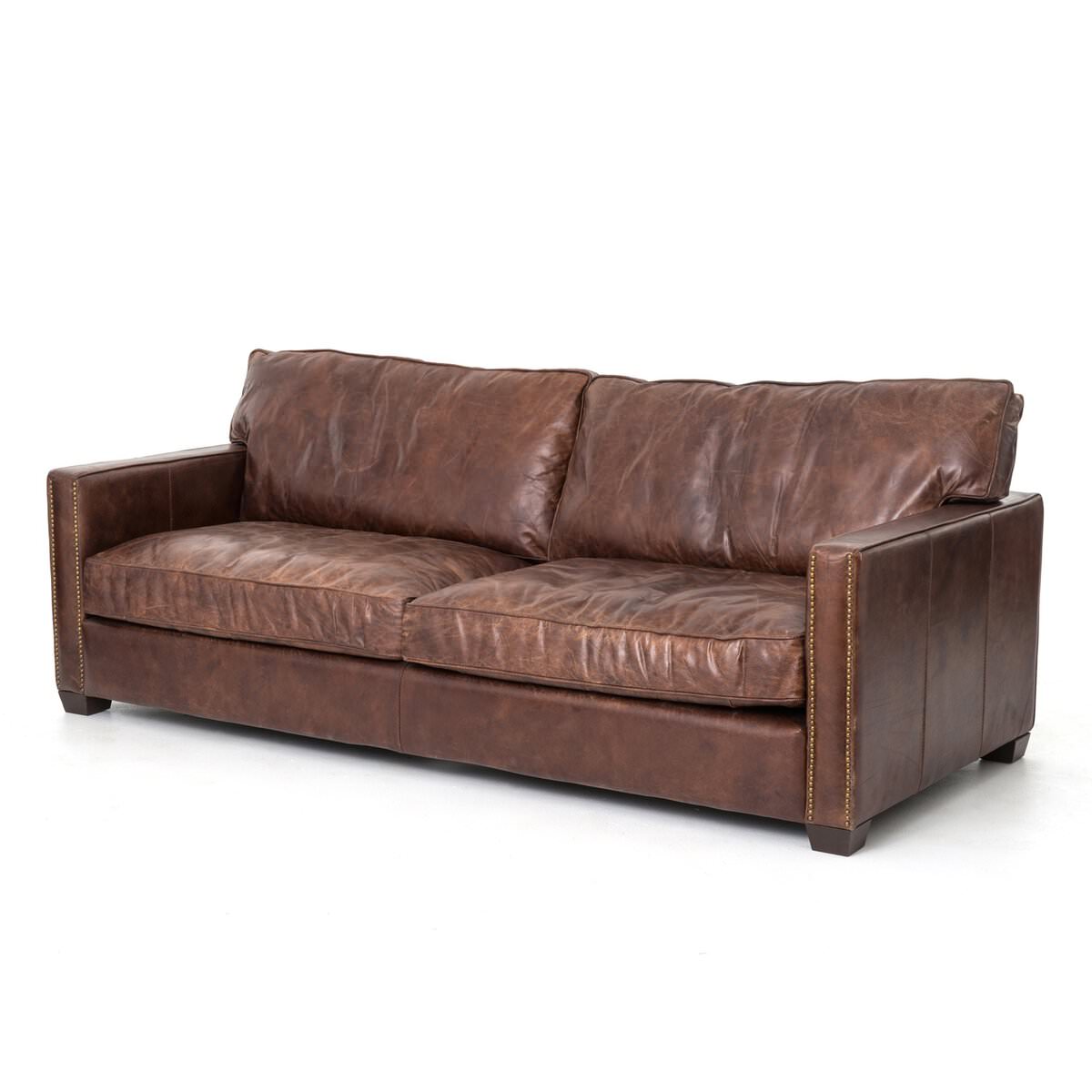 Four Hands Larkin Sofa in Cigar on a white background at Addison West
