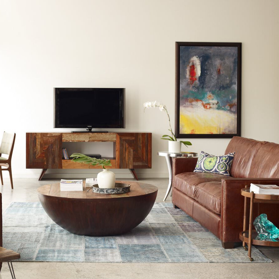 Four Hands Larkin Sofa in Cigar in a living room at Addison West