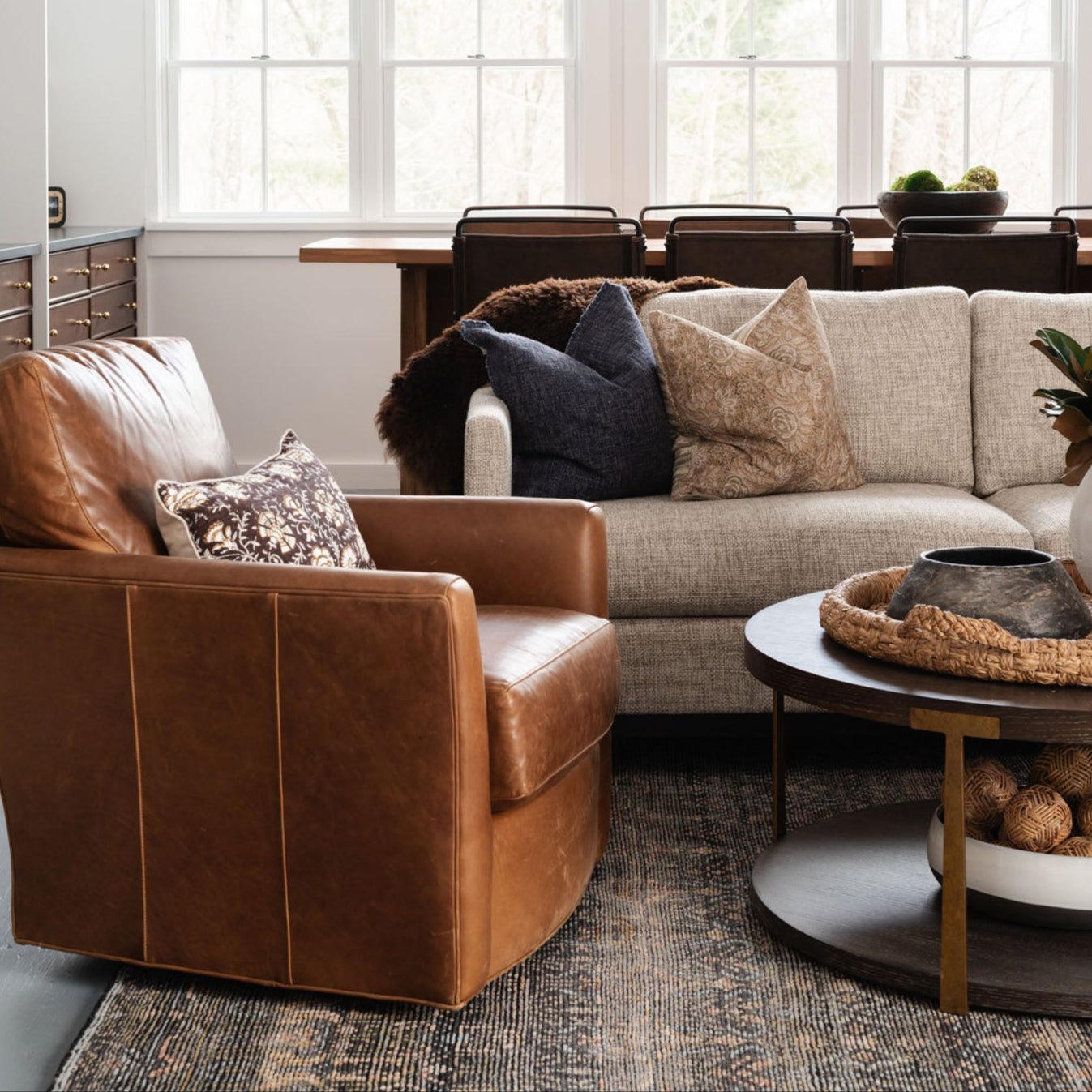 Murphey Leather Swivel Chair in Stetson Chestnut – Addison West