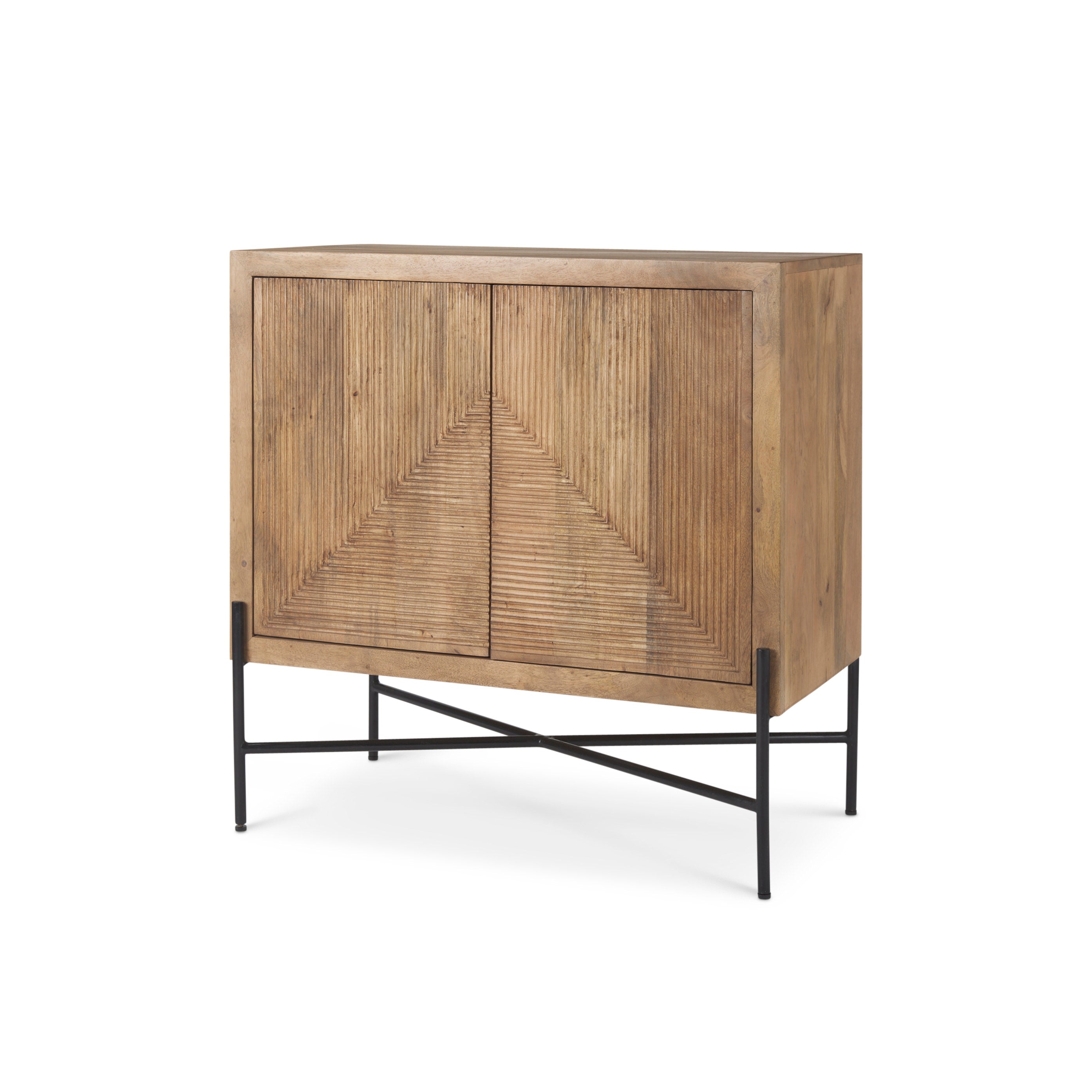 Cairo 2 Door Wood and Metal Cabinet on a white background