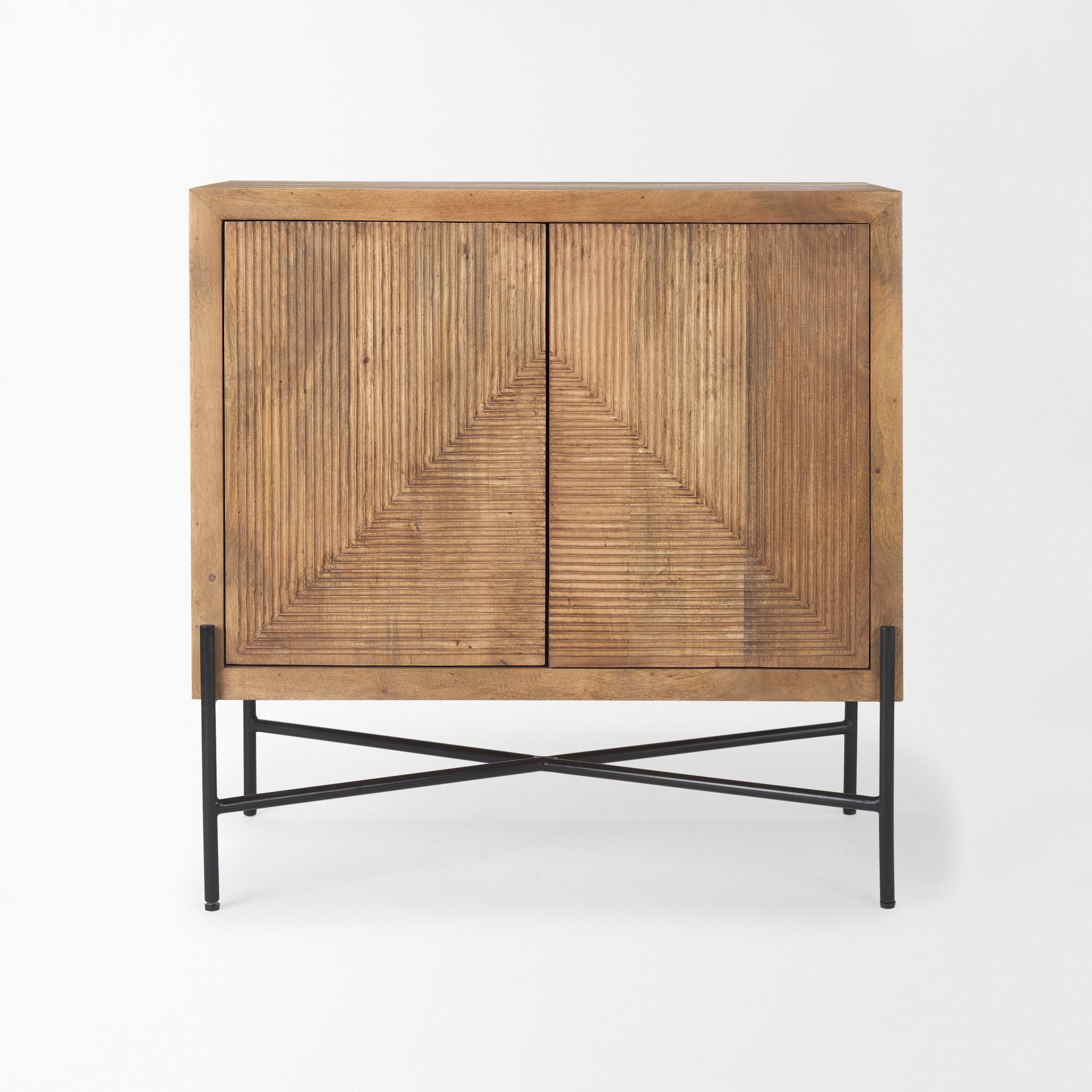Mercana brand Cairo 2 Door Wood and Metal Cabinet on a white background
