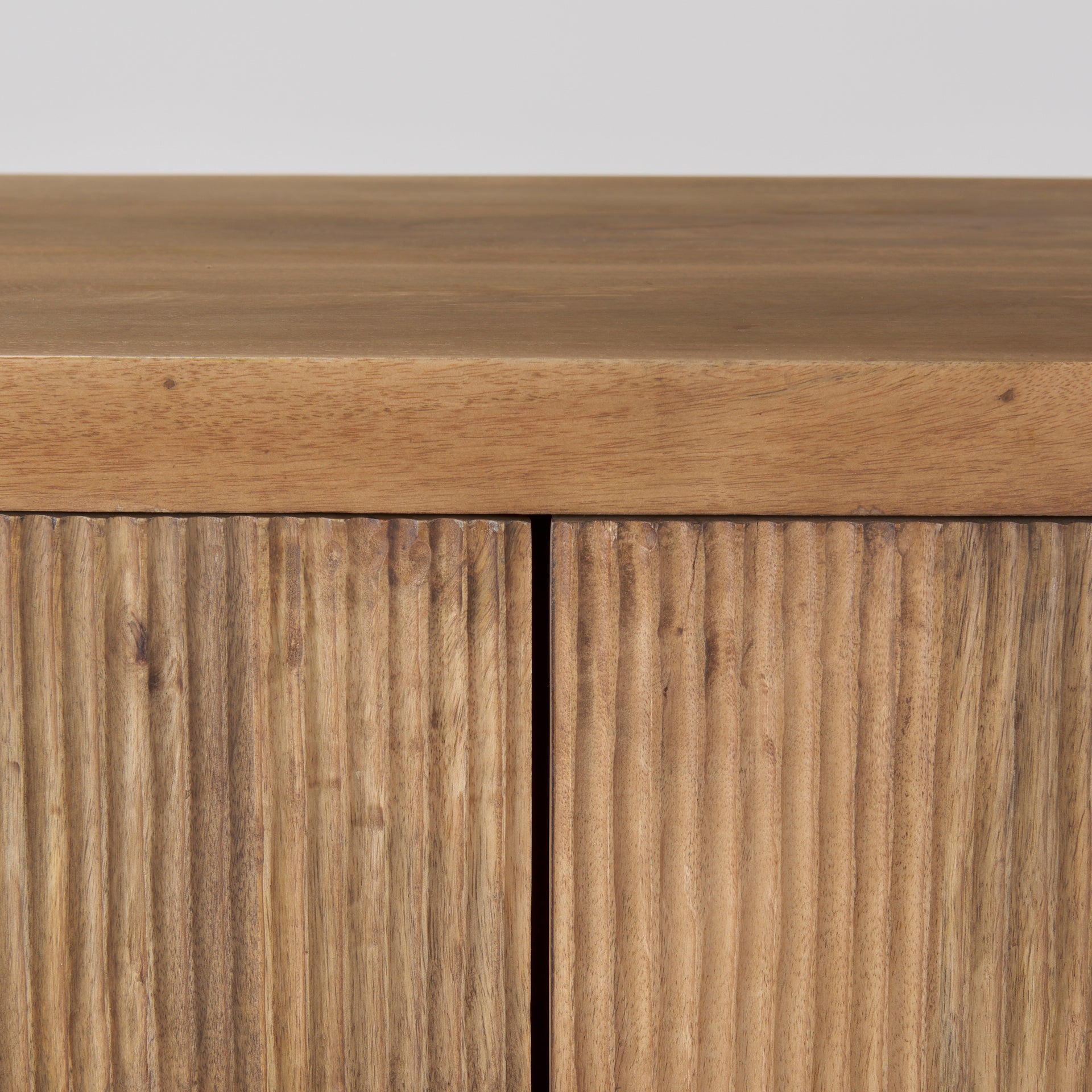 Close up of Cairo 2 Door Wood and Metal Cabinet on a white background