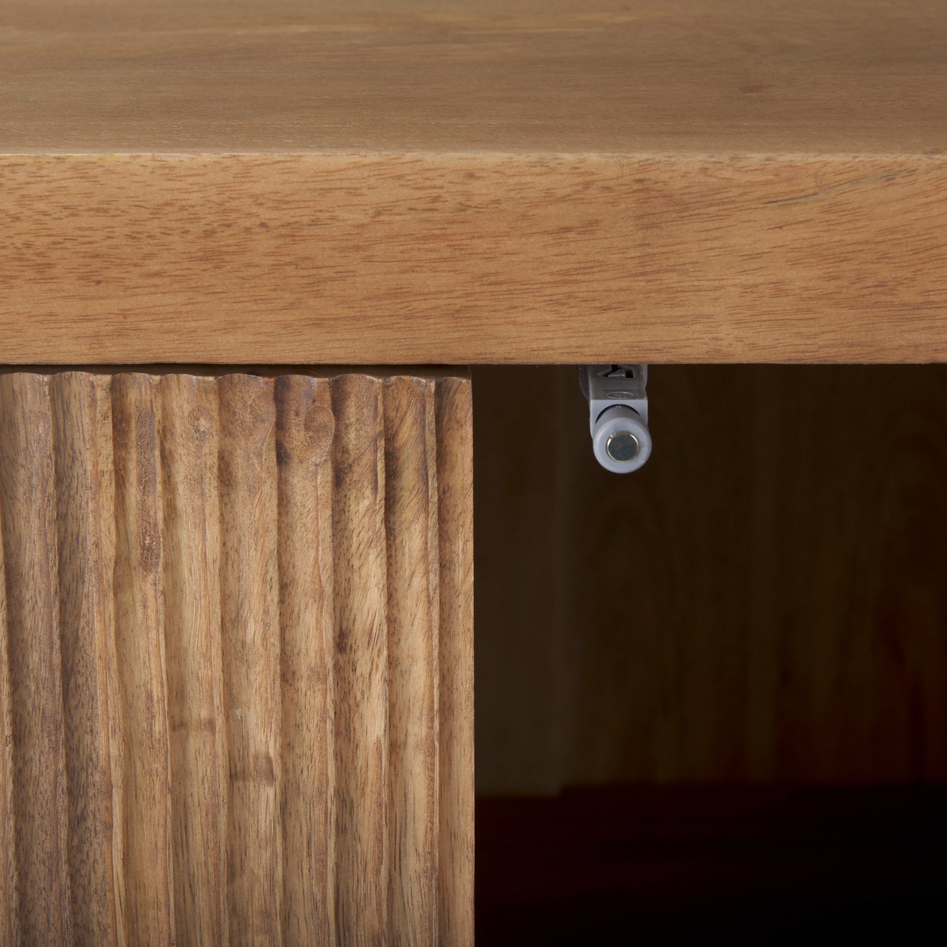 Close up of Cairo 2 Door Wood and Metal Cabinet 