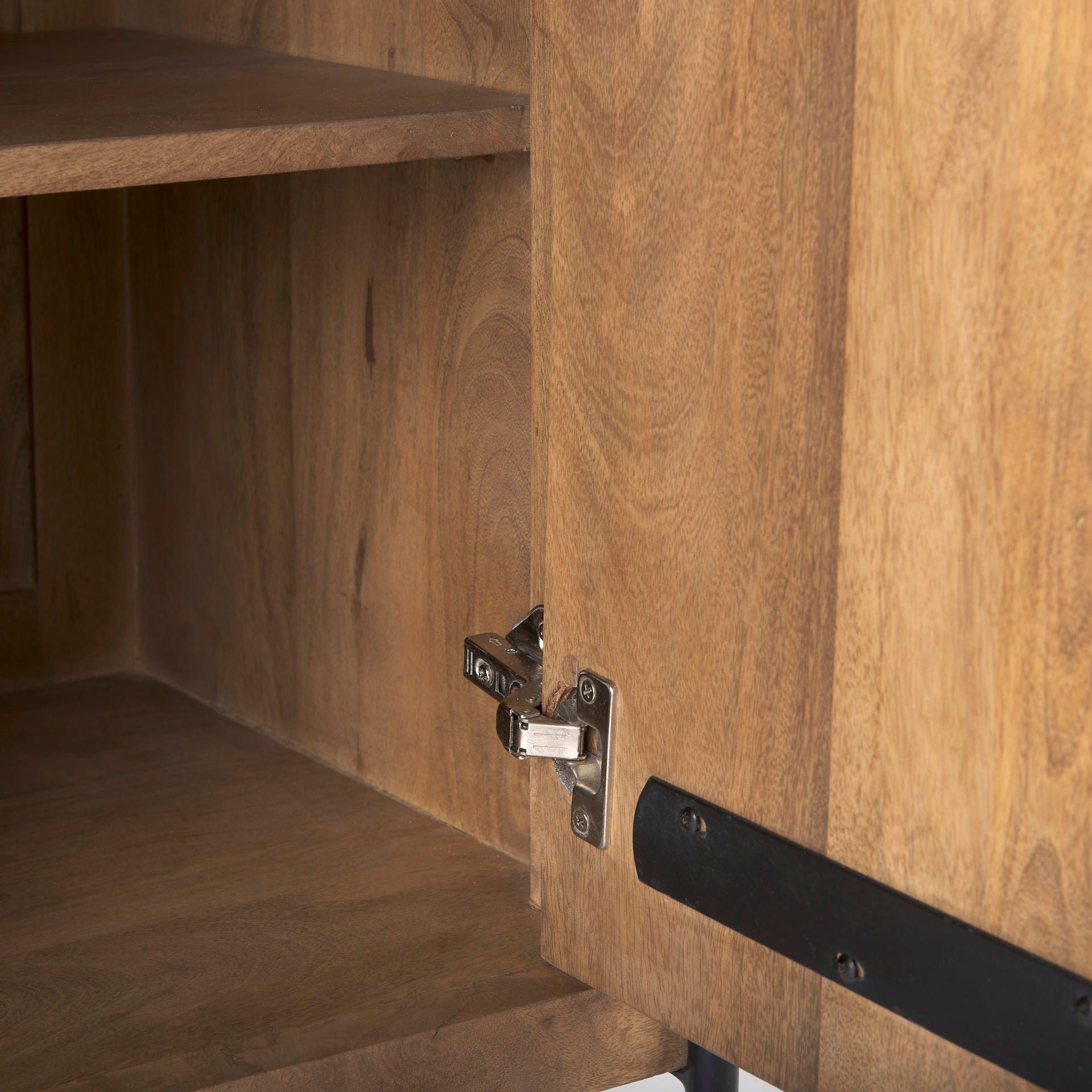 Close up of Cairo 2 Door Wood and Metal Cabinet 