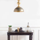 Capsa 17x29 Antique Gold and Silver Toned Metal Dome Pendant Light in a modern farmhouse room