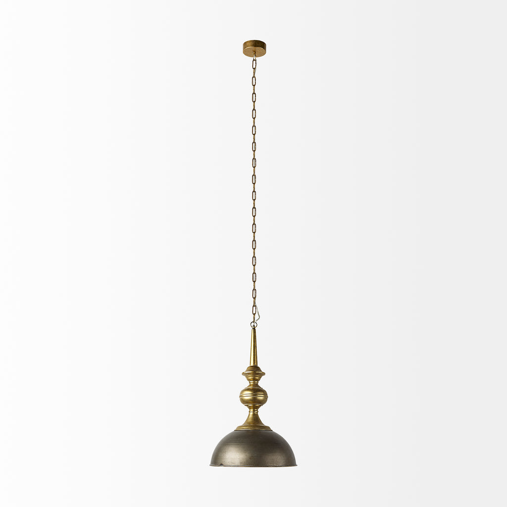 Capsa 17x29 Antique Gold and Silver Toned Metal Dome Pendant Light on a white background
