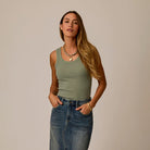 Ever Rib Tank in Fatigue shown on model on plain background.