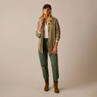 Female model shown wearing the Carve Fairbanks Supersoft Shirt in Herringbone on plain background.