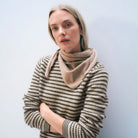 Cashmere Neckerchief in Muted Camel on a model at Addison West