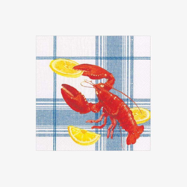 Caspari Lobster Bake Paper Dinner Napkins on a white background