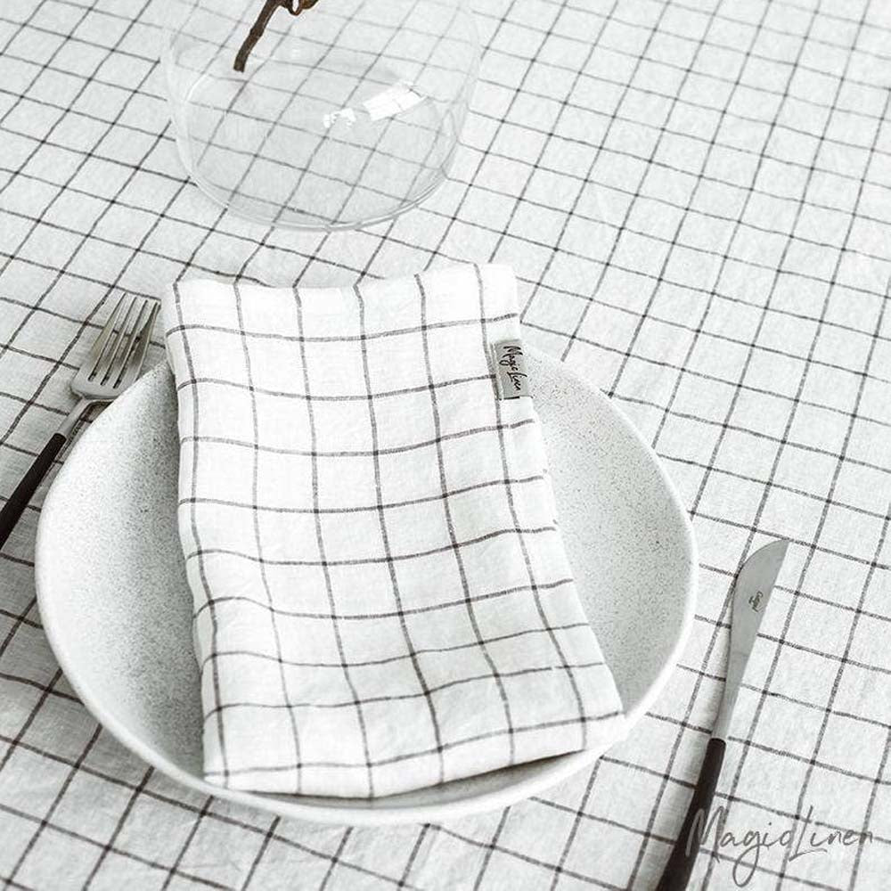 Linen Napkin Set - Charcoal Grid - Addison West 