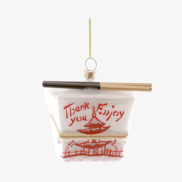 Chinese Take Out Box Christmas tree ornament by Cody Foster on white background