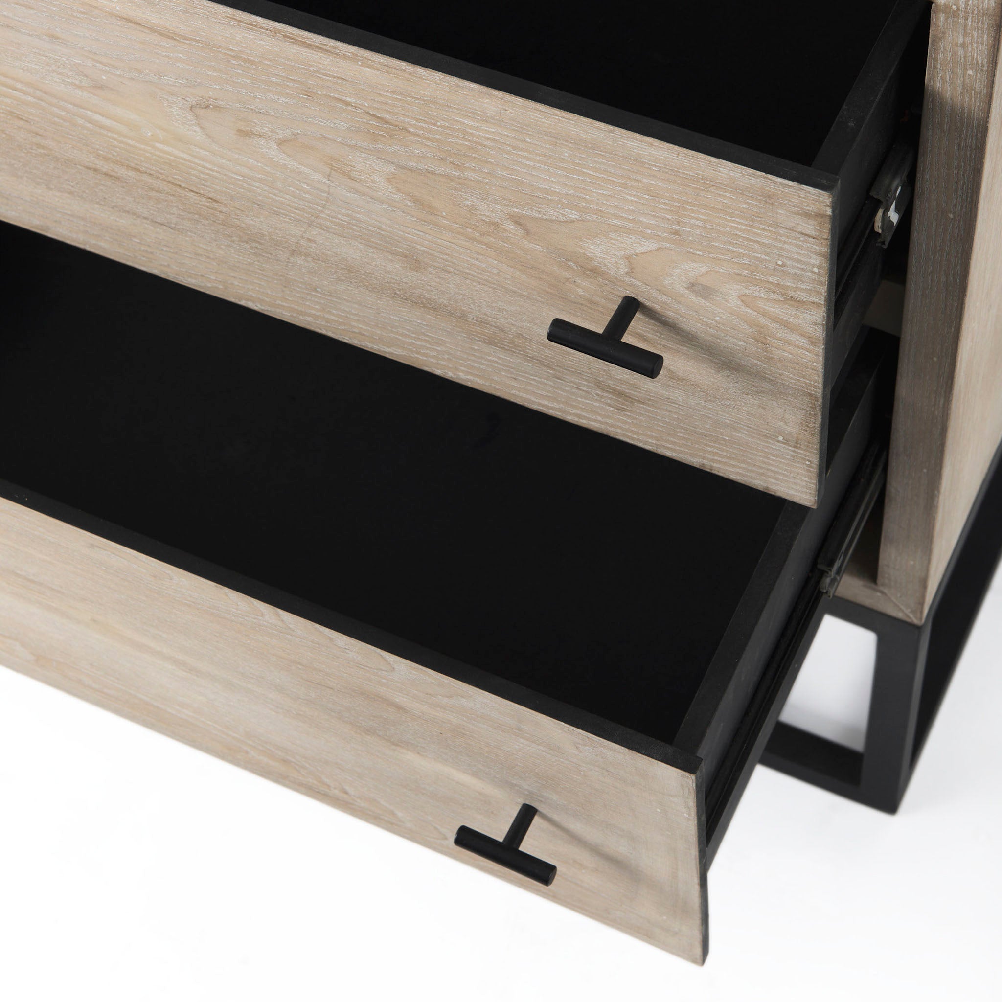 Carina Whitewashed and Metal Frame Accent Cabinet - Addison West 