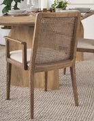 Amelia Cane and Wood Dining Armchair in Light Wash - Addison West 