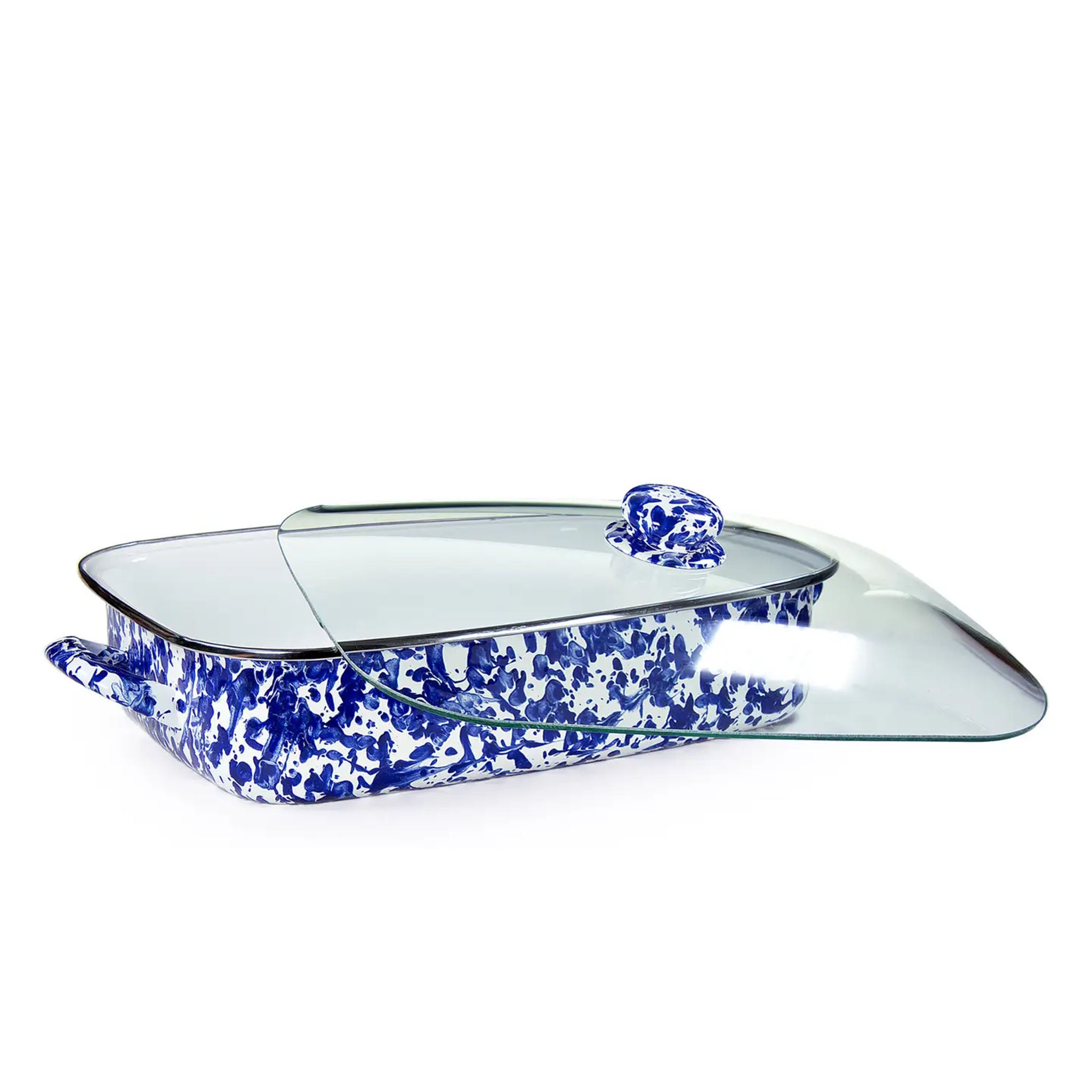 Cobalt Swirl Enamelware Roasting Pan - Addison West 