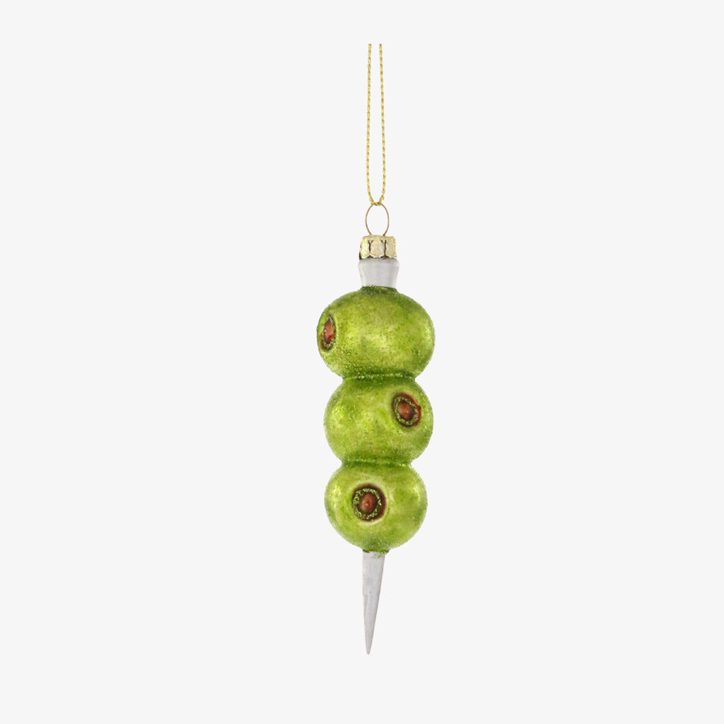 Cocktail olive Christmas ornament by Cody Foster on a white background