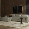 Four Hands Colt 2-Piece Sectional in Aldred Silver Left Chaise in a living room with wood panelled walls