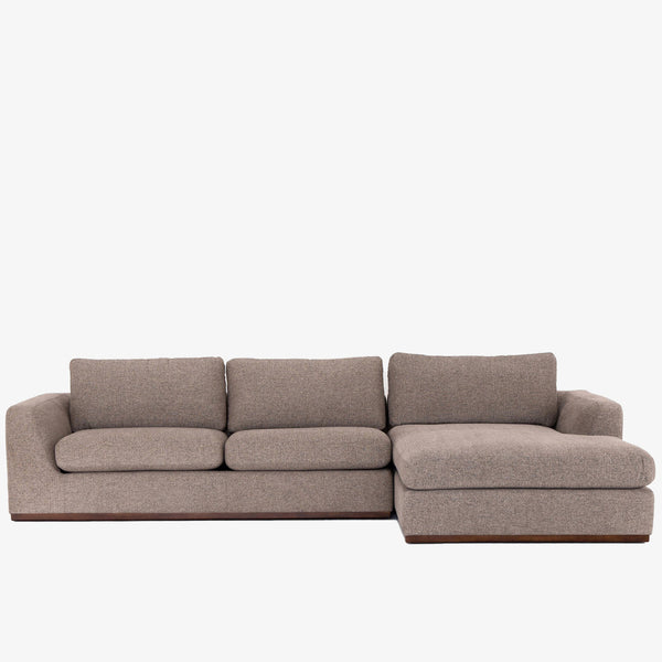 Four Hands Colt 2-Piece Sectional in Gaston Pewter Right Chaise on a white background