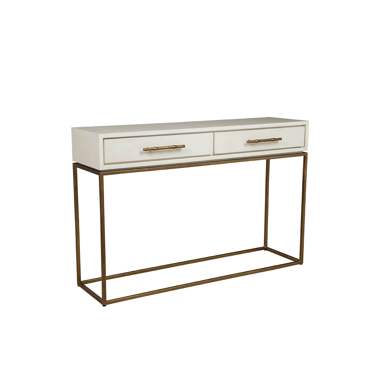 Furniture classics dutchess cream 55" console with brass metal frame on a white background