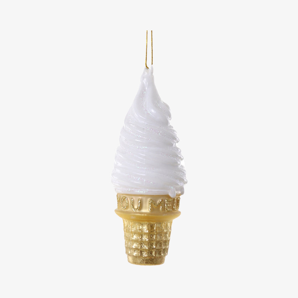 Soft serve ice cream ornament by cody foster on a white background