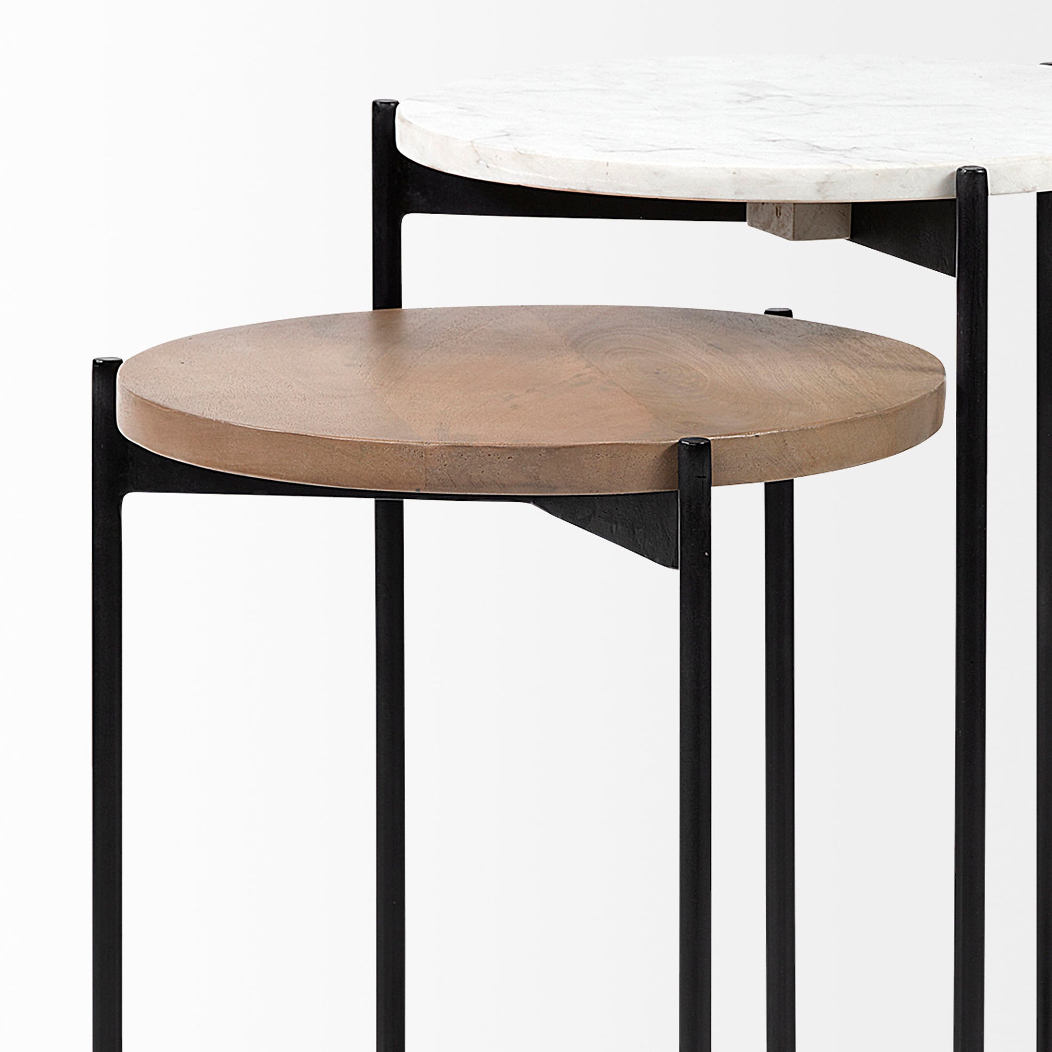 Crudités and Cocktails Nesting Side Tables in Light Wood - Addison West 